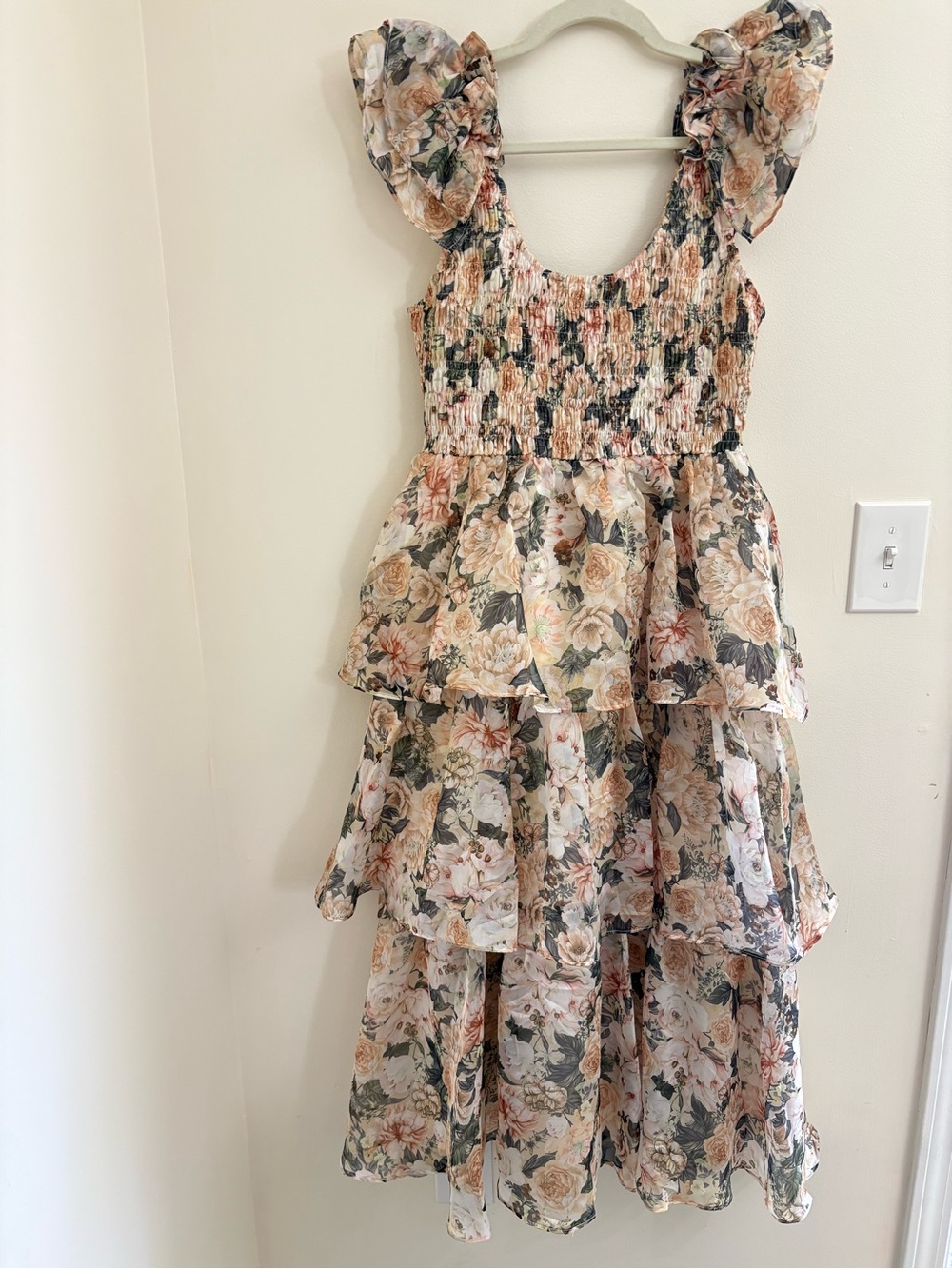 Sophie Forever & Always Organza Midi Dress Med Floral Smocked Tiered Cottagecore - Picture 7 of 14
